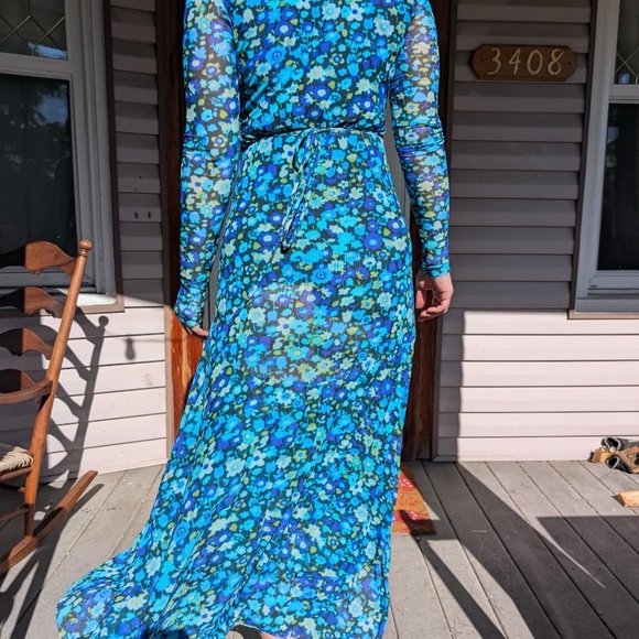 Ganni Blue Floral Dress - Picture 3 of 6